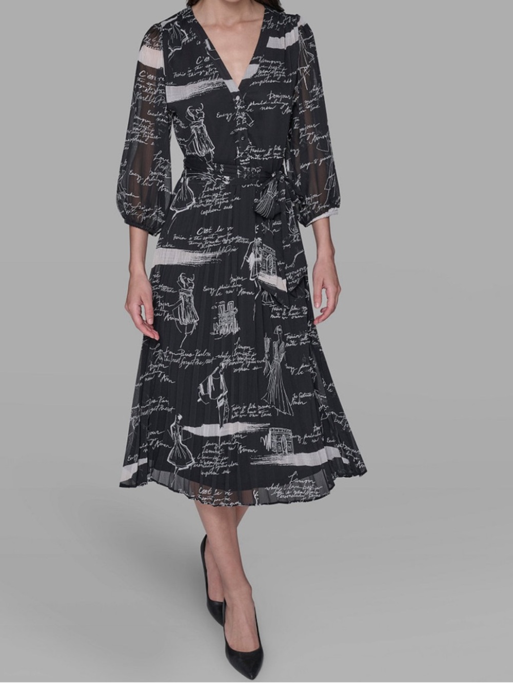 Karl Lagerfeld Paris Women's Surplice Chiffon Shirtdress Size 16 NWT